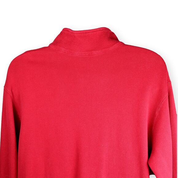 Eddie Bauer Red Mens Long Length High Neck 1/2 Zip Sweater XL T - Picture 7 of 9